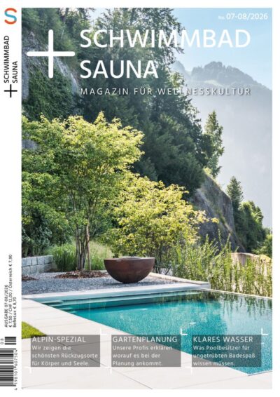Das ist das Titelbild der Ausgabe Schwimmbad + Sauna 07/08-2026